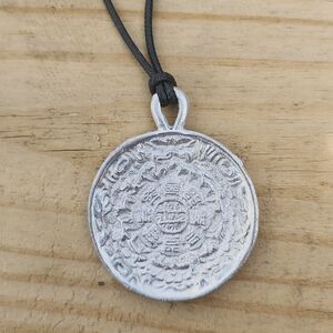 Medallion Necklace Pendant on Black Rope Mens Womens Unisex Jewelry